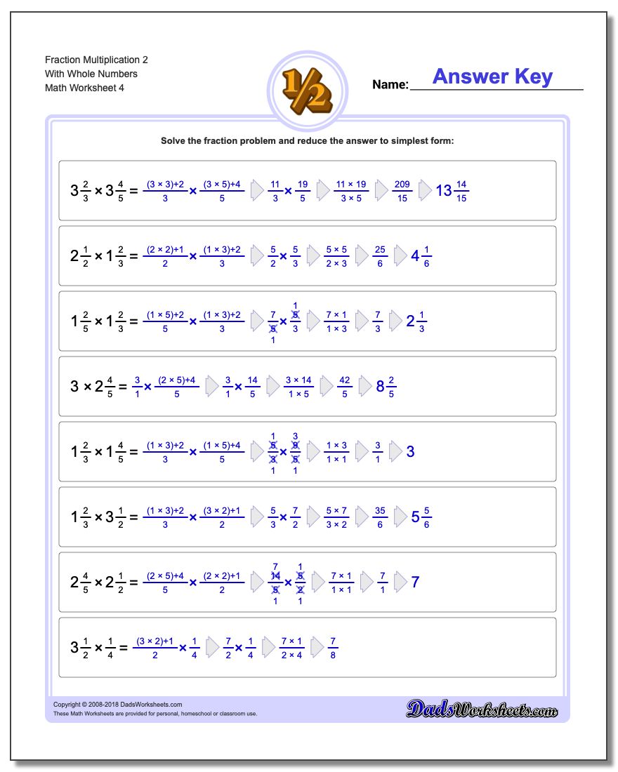 Fraction Worksheet Multiplication Worksheet 2 With Whole Numbers