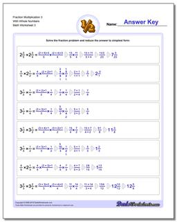 Fraction Worksheet Multiplication Worksheet 3 With Whole Numbers