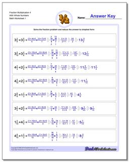 Fraction Worksheet Multiplication Worksheet 4 With Whole Numbers Multiplying Fractions