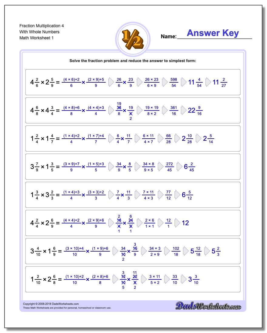 Fraction Multiplication with Wholes