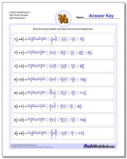 Fraction Worksheet Multiplication Worksheet 4 With Whole Numbers