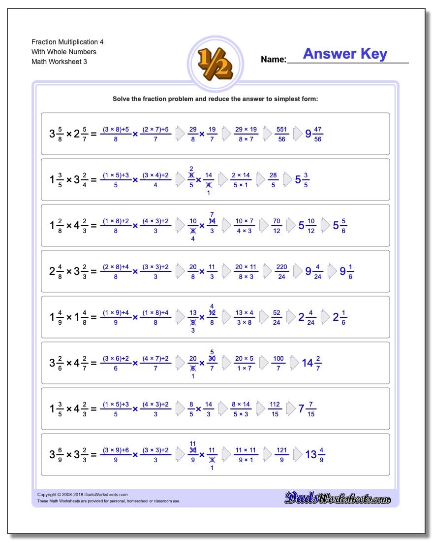  Fraction Multiplication With Wholes