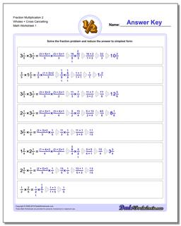 Fraction Worksheet Multiplication Worksheet 2 Wholes + Cross Cancelling Multiplying Fractions