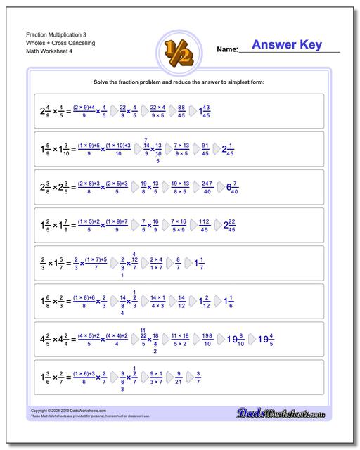Multiplying Fractions Full Fraction Multiplication