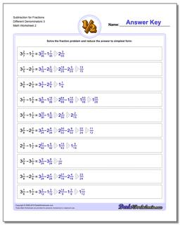 Subtraction Worksheet for Fraction Worksheets Different Denominators 3 /worksheets/fraction-subtraction.html