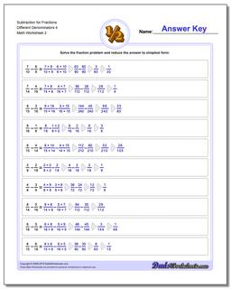 Subtraction Worksheet for Fraction Worksheets Different Denominators 4 /worksheets/fraction-subtraction.html