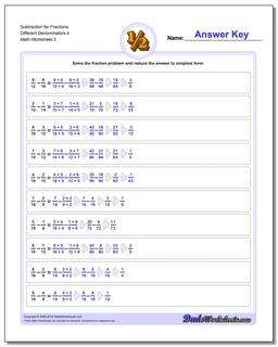 Subtraction Worksheet for Fraction Worksheets Different Denominators 4