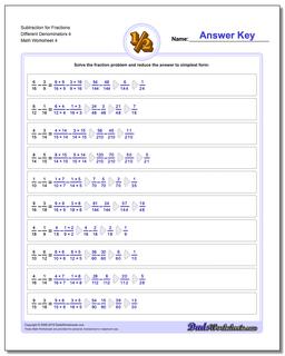 Subtraction Worksheet for Fraction Worksheets Different Denominators 4