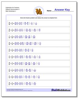 Subtraction Worksheet for Fraction Worksheets Different Denominators 5 /worksheets/fraction-subtraction.html
