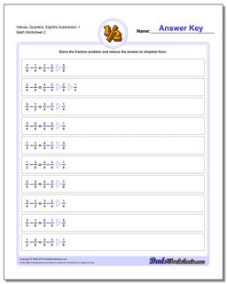 Halves, Quarters, Eighths Subtraction Worksheet 1 /worksheets/fraction-subtraction.html