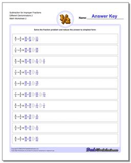 Subtraction Worksheet for Improper Fraction Worksheets Different Denominators 2 /worksheets/fraction-subtraction.html