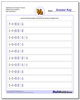 Subtraction Worksheet for Improper Fraction Worksheets Different Denominators 2 /worksheets/fraction-subtraction.html