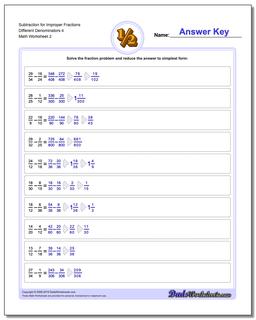 Subtraction Worksheet for Improper Fraction Worksheets Different Denominators 4 /worksheets/fraction-subtraction.html