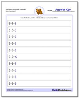 Subtracting Fraction Worksheets Subtraction Worksheet for Improper 1 