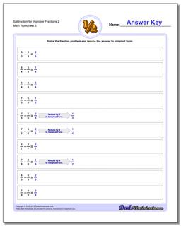 Subtraction Worksheet for Improper Fraction Worksheets 2 