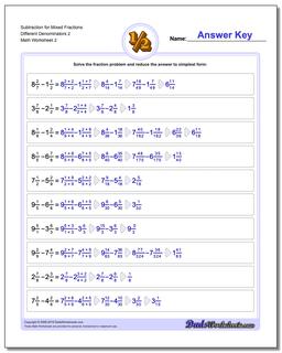 Subtraction Worksheet for Mixed Fraction Worksheets Different Denominators 2 /worksheets/fraction-subtraction.html