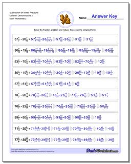 Subtraction Worksheet for Mixed Fraction Worksheets Different Denominators 3 /worksheets/fraction-subtraction.html