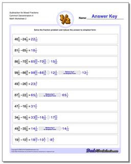 Subtraction Worksheet for Mixed Fraction Worksheets Common Denominators 4 /worksheets/fraction-subtraction.html