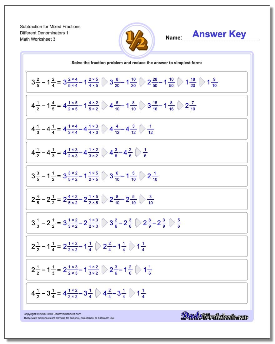 Adding Mixed Fractions with Unlike Denominators