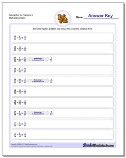 Subtraction Worksheet for Fraction Worksheets 3