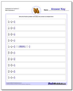 Subtraction Worksheet for Fraction Worksheets 3