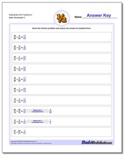 Subtraction Worksheet for Fraction Worksheets 4