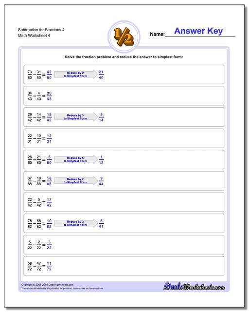 Subtracting Fractions with Common Denominator