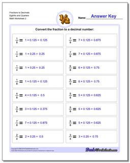 Fraction Worksheets to Decimals Eighths and Quarters /worksheets/fractions-as-decimals.html
