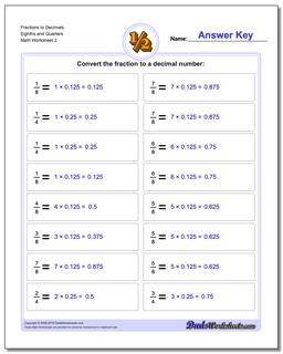 Fraction Worksheets to Decimals Eighths and Quarters /worksheets/fractions-as-decimals.html