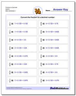 Fraction Worksheets to Decimals Eighths /worksheets/fractions-as-decimals.html