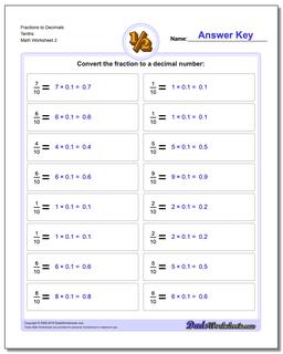 Fraction Worksheets to Decimals Tenths /worksheets/fractions-as-decimals.html