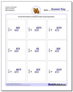 Fraction Worksheets to Decimals Eights by Division Worksheet /worksheets/fractions-as-decimals.html