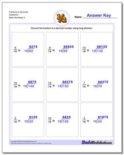 Fraction Worksheets to Decimals Sixteenths /worksheets/fractions-as-decimals.html