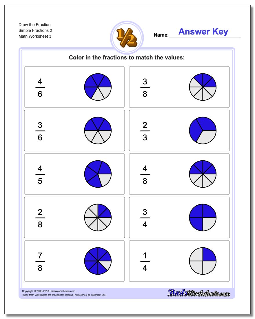 Draw the Fraction Worksheet Simple Fractions 2