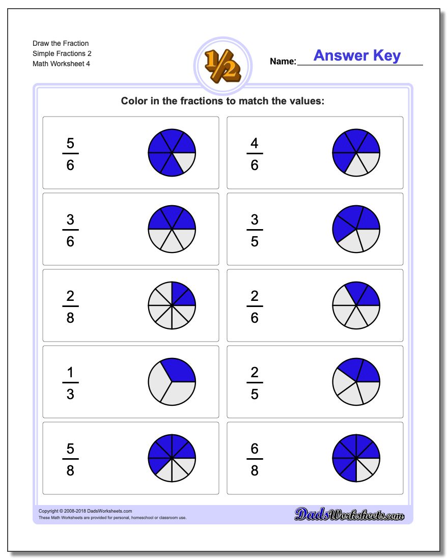 Draw the Fraction Worksheet Simple Fractions 2