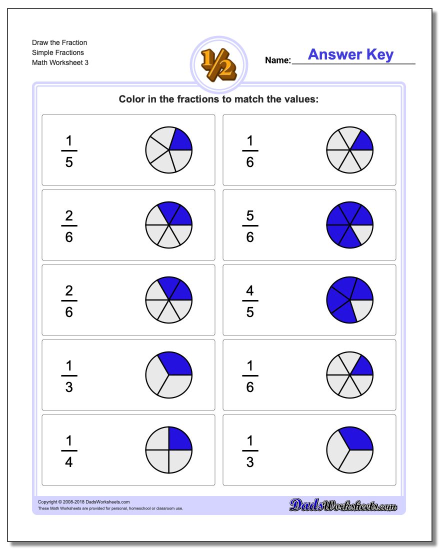 Draw the Fraction Worksheet Simple Fractions