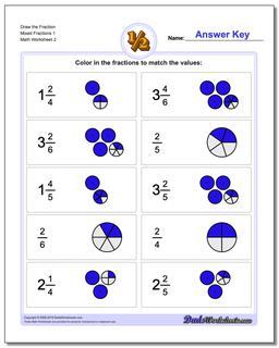 Draw the Fraction Worksheet Mixed Fractions 1 /worksheets/graphic-fractions.html