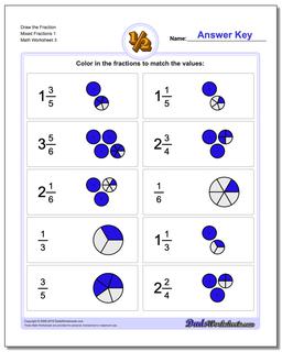 Draw the Fraction Worksheet Mixed Fractions 1