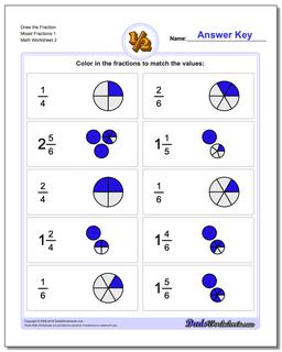 Draw the Fraction Worksheet Mixed Fractions 1 /worksheets/graphic-fractions.html