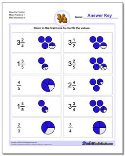 Draw the Fraction Worksheet Mixed Fractions 1