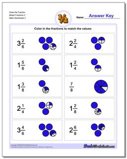 Draw the Fraction Worksheet Mixed Fractions 2