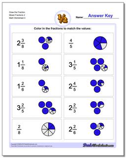 Draw the Fraction Worksheet Mixed Fractions 2