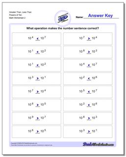 Greater Than, Less Than Worksheet Powers of Ten /worksheets/greater-than-and-less-than.html