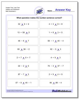 Greater Than, Less Than Worksheet Addition Worksheet and Subtraction Worksheet /worksheets/greater-than-and-less-than.html