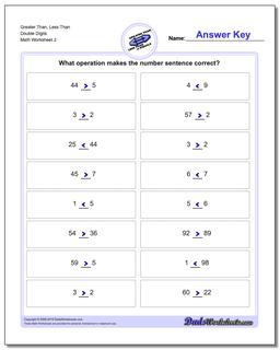 Greater Than, Less Than Worksheet Double Digits /worksheets/greater-than-and-less-than.html