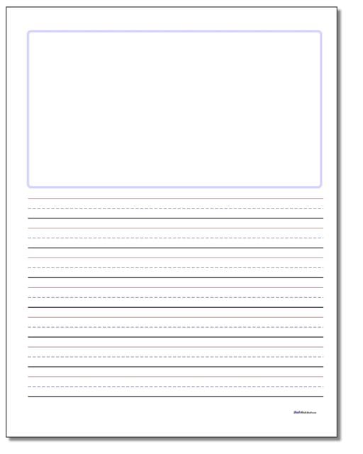 free writing paper with picture box and border