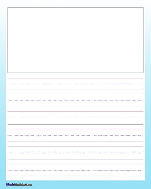 Themed handwriting paper perfect for writing practice, spelling tests and more! Be sure to browse for other PDF printables!  Handwriting Paper Blue Three Quarter Inch Blank Top
