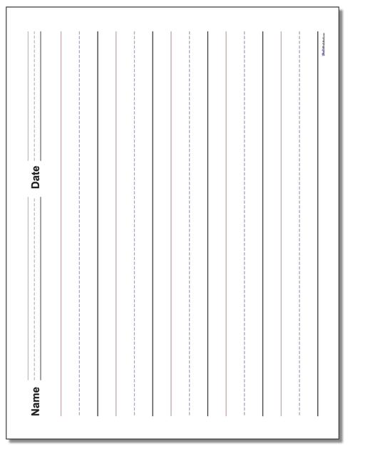 Math Worksheets: Handwriting Paper: Handwriting Paper: Numbered 1 Inch