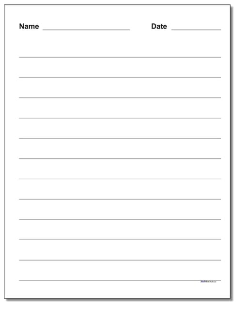 Handwriting Paper Printable Lined Paper with Name