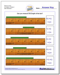Inches Measurement Worksheet Measure All Lengths, All Starts 2